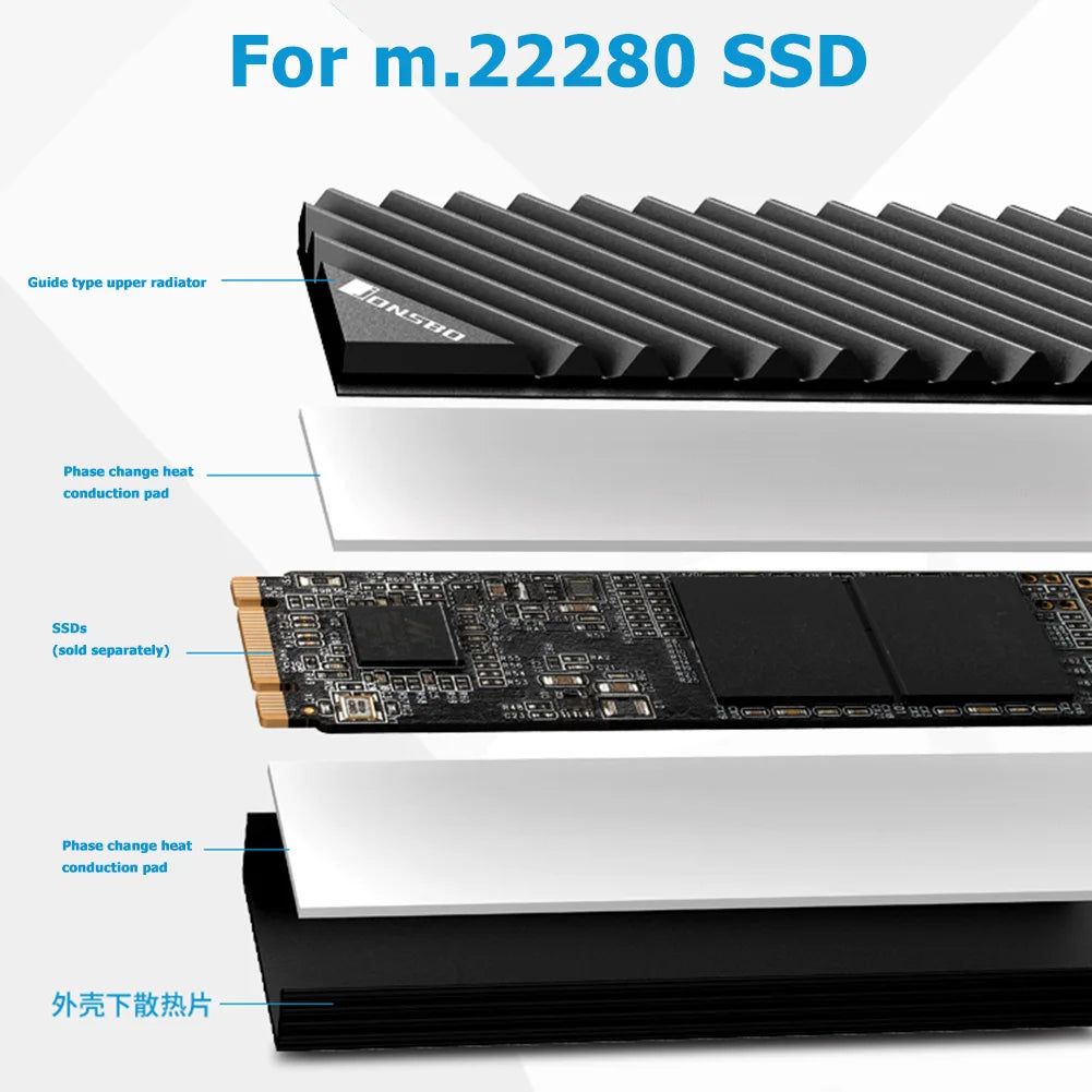 M.2-3 SSD Heat Sink Heatsink NVME NGFF M.2 2280 SSD Hard Disk Aluminum Heat Sink Radiator Thermal Cooling Pad for Desktop PC