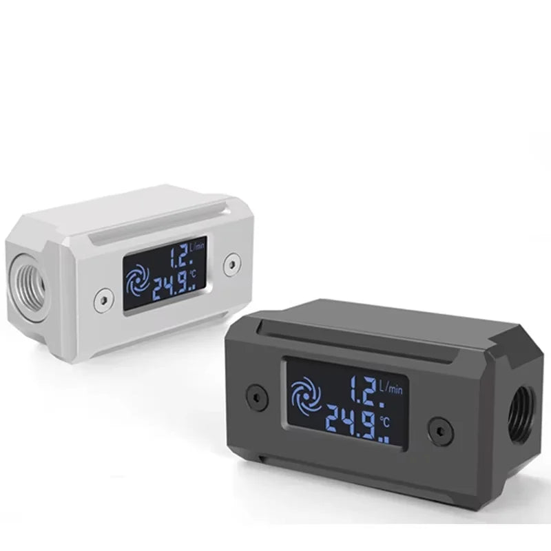PC water cooling metal flow meter water cooling temperature indicator with LED screen digital display with G1/4 thread