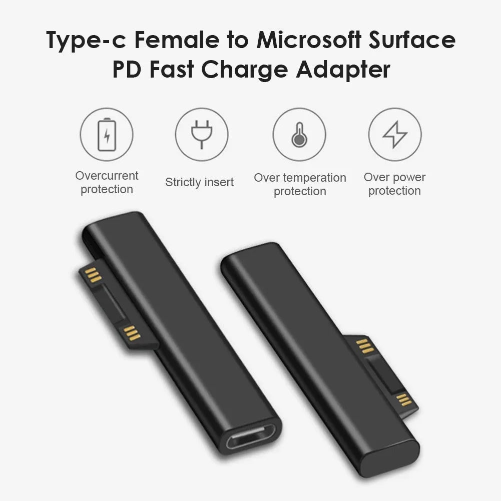 65W/102W PD Fast Charging USB C Power Supply For Microsoft Surface Pro X 8 7 6 5 4 3 Go Book Converter Charger For Microsoft