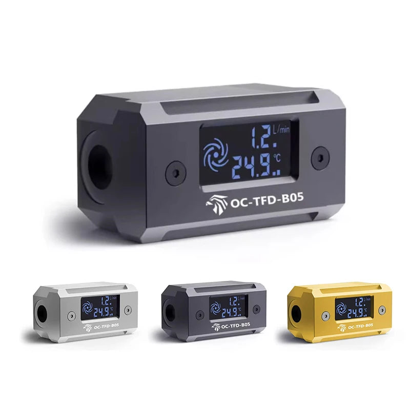 PC water cooling metal flow meter water cooling temperature indicator with LED screen digital display with G1/4 thread