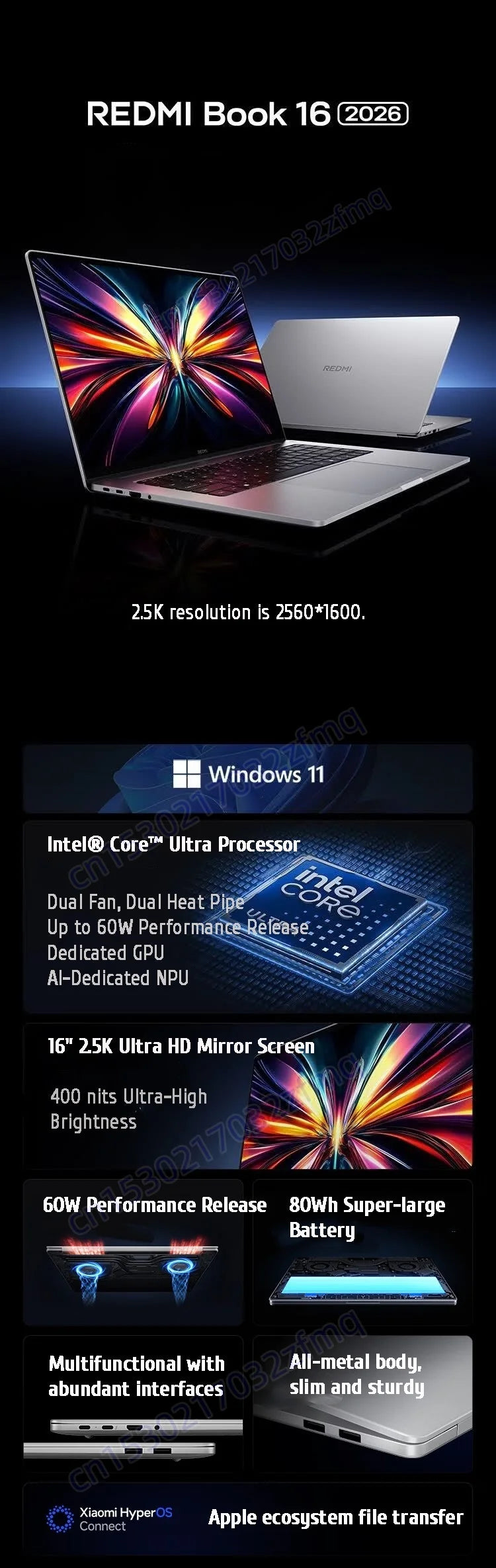 Xiaomi REDMI Book 16 Laptop Intel Core 5  220H/125H Intel Graphics 16G/32G RAM 1TB SSD 16-inch 2.5K Screen Notebook PC