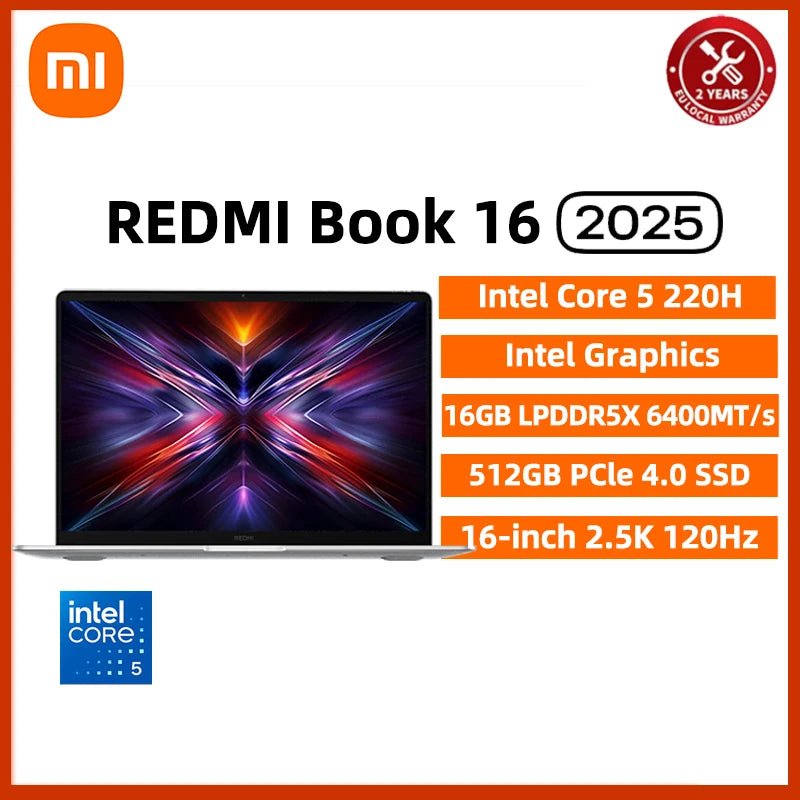 Xiaomi REDMI Book 16 Laptop Intel Core 5  220H/125H Intel Graphics 16G/32G RAM 1TB SSD 16-inch 2.5K Screen Notebook PC