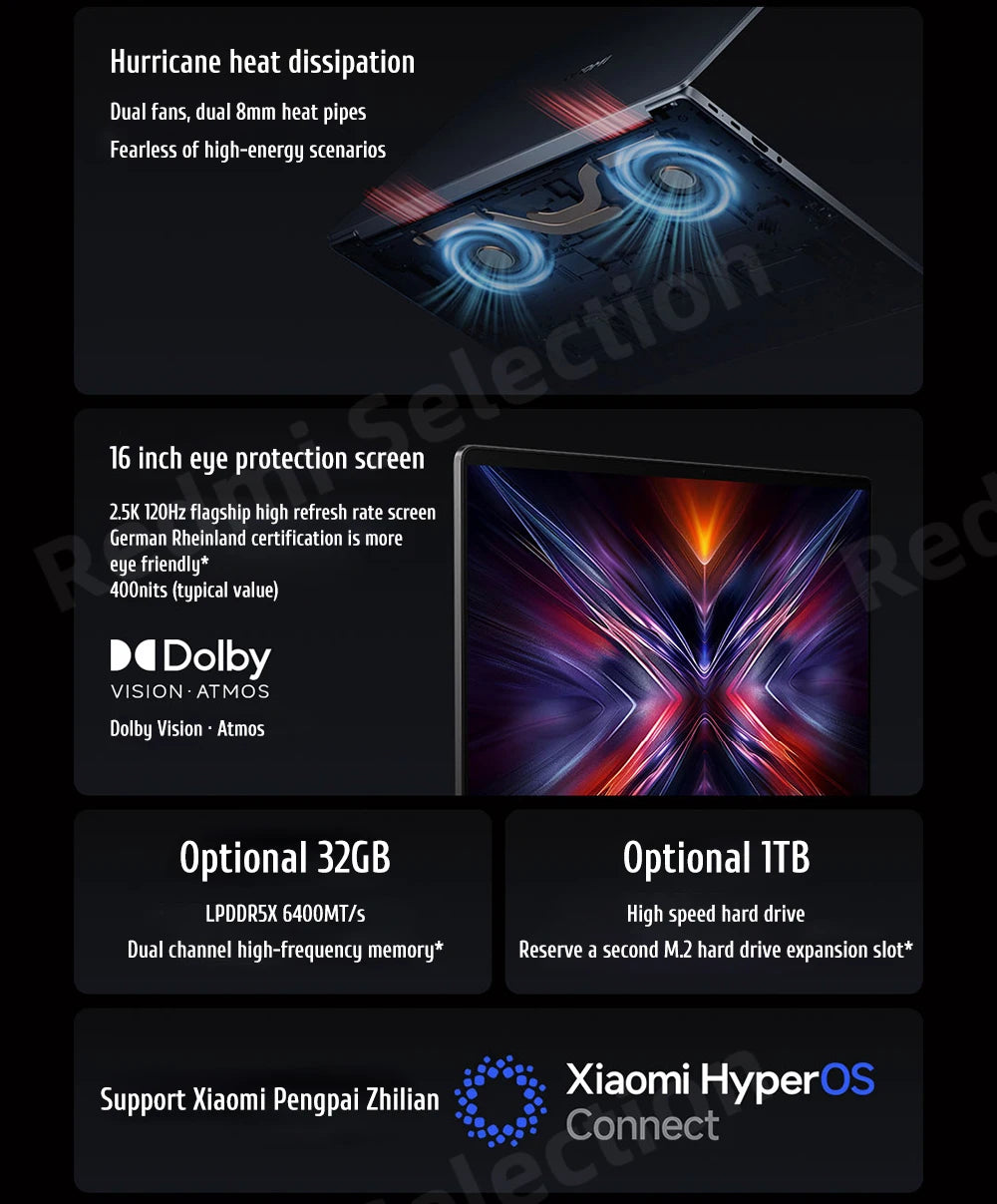 Xiaomi REDMI Book 16 Laptop Intel Core 5  220H/125H Intel Graphics 16G/32G RAM 1TB SSD 16-inch 2.5K Screen Notebook PC