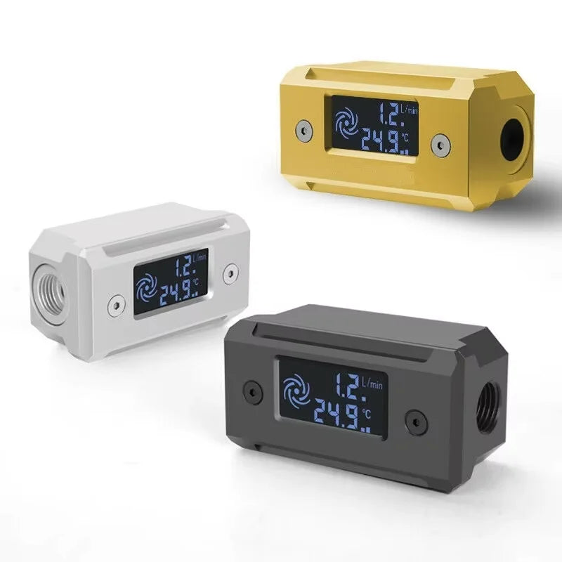 PC water cooling metal flow meter water cooling temperature indicator with LED screen digital display with G1/4 thread