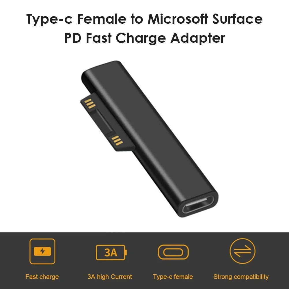 65W/102W PD Fast Charging USB C Power Supply For Microsoft Surface Pro X 8 7 6 5 4 3 Go Book Converter Charger For Microsoft