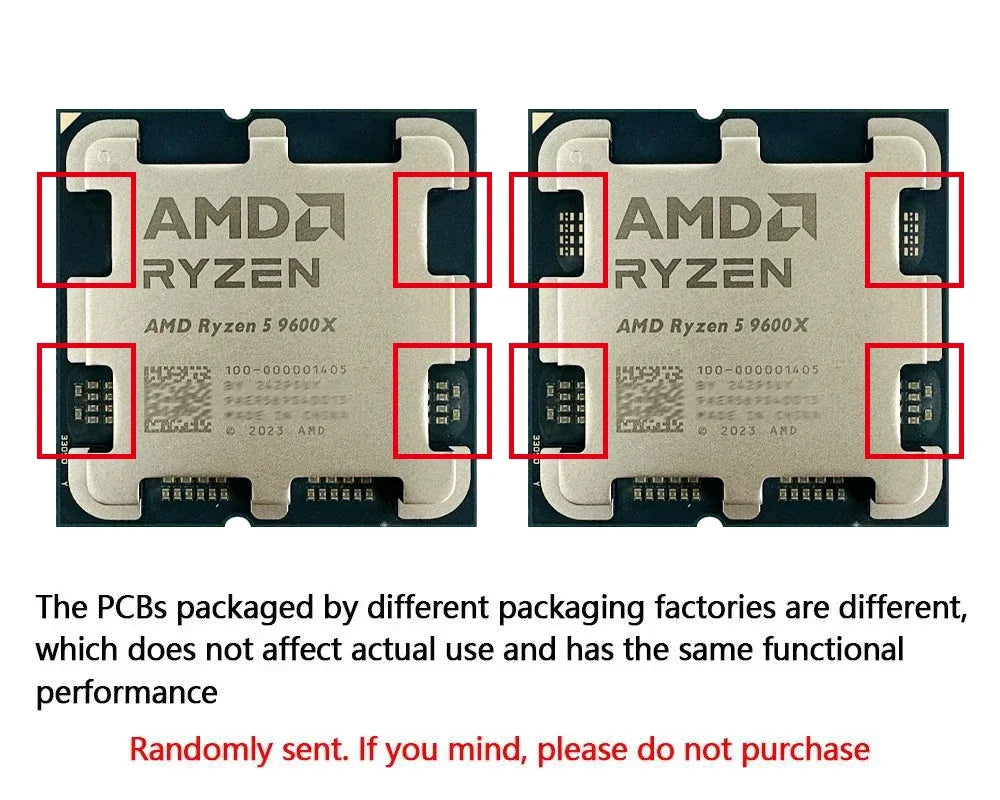 AMD Ryzen 5 9600X 5.4GHz 6-Core 12-Thread L3=32M DDR5 4NM Processor NEW 65W Socket AM5 R5 9600X but without fan
